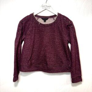 Rock & Republic Sweatshirt Long Sleeve Burgundy Pullover Casual Studded Shoulder